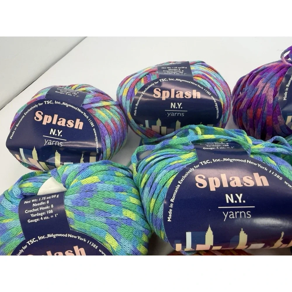 Splash N.Y. Yarns Lot Of 12 Ribbon Variegated 100% Acrylic Made In Romania